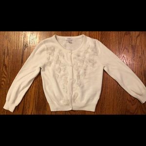 KC Parker white button front sweater 10/12
